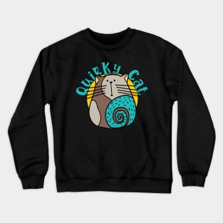 Quirky Cat Gray and Brown Cat Crewneck Sweatshirt